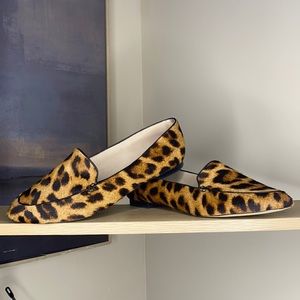 Leopard print calf hair flats